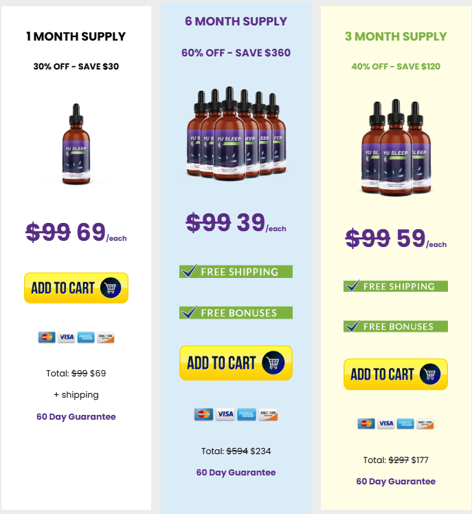 Yu Sleep Package Options - 1 Month, 3 Month, 6 Month Supply
